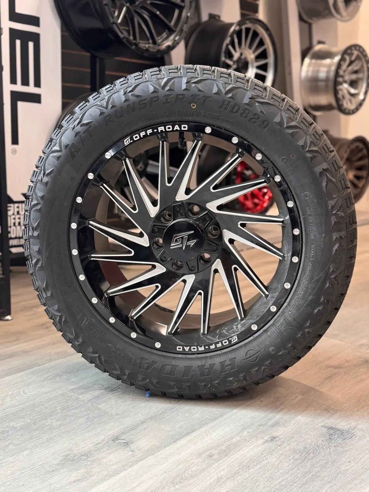 (Set Of Four) Gt Off-Road Tomahawk Gloss Black Milled 20X9 +12 6X135/6X139.7 | 275/55R20 Haida 829 At 10Ply 1