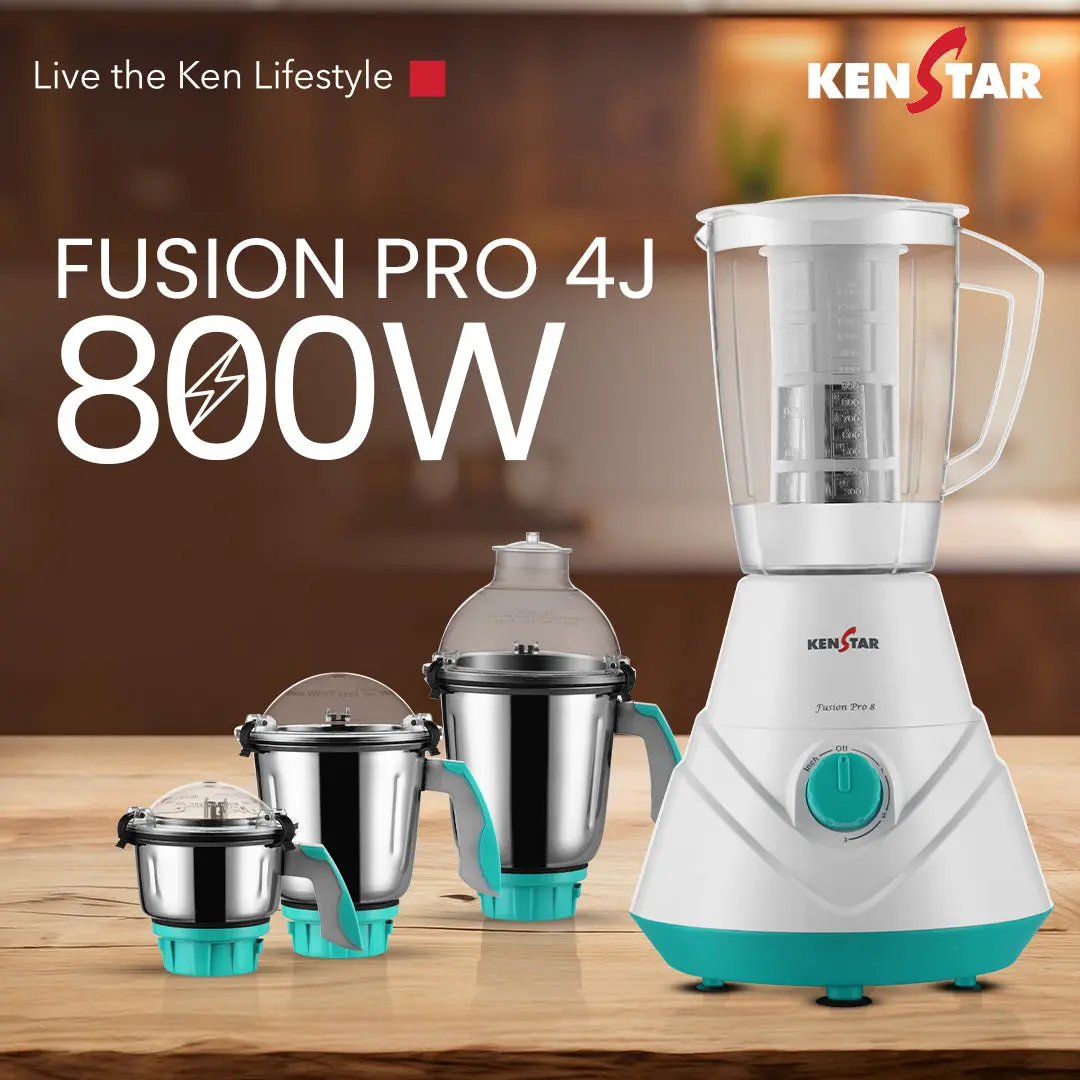 Fusion Pro 4J Mixer Grinder, 800W Power Plus Turbo Motor 1