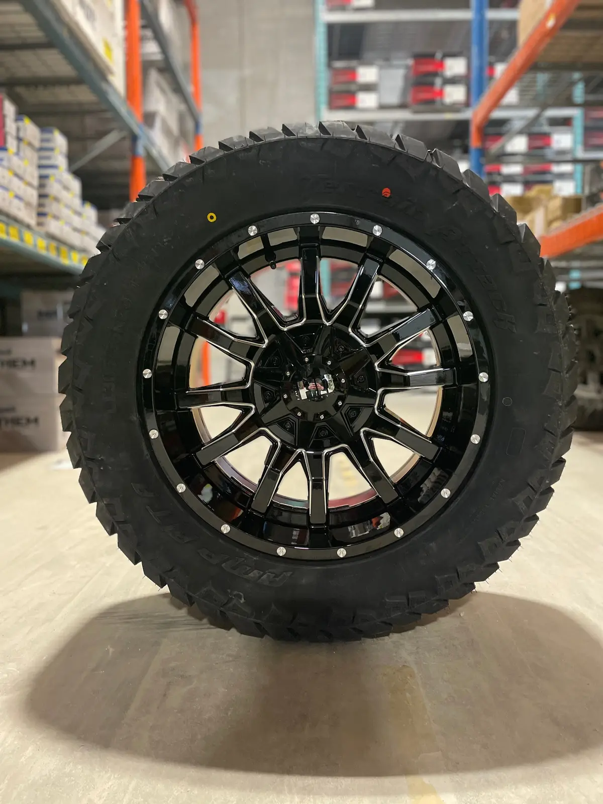 (Set Of Four) Fast Traxx 20X10 8X165.1 -15 Blk Milled | 305/55R20 Amp Attack At 1