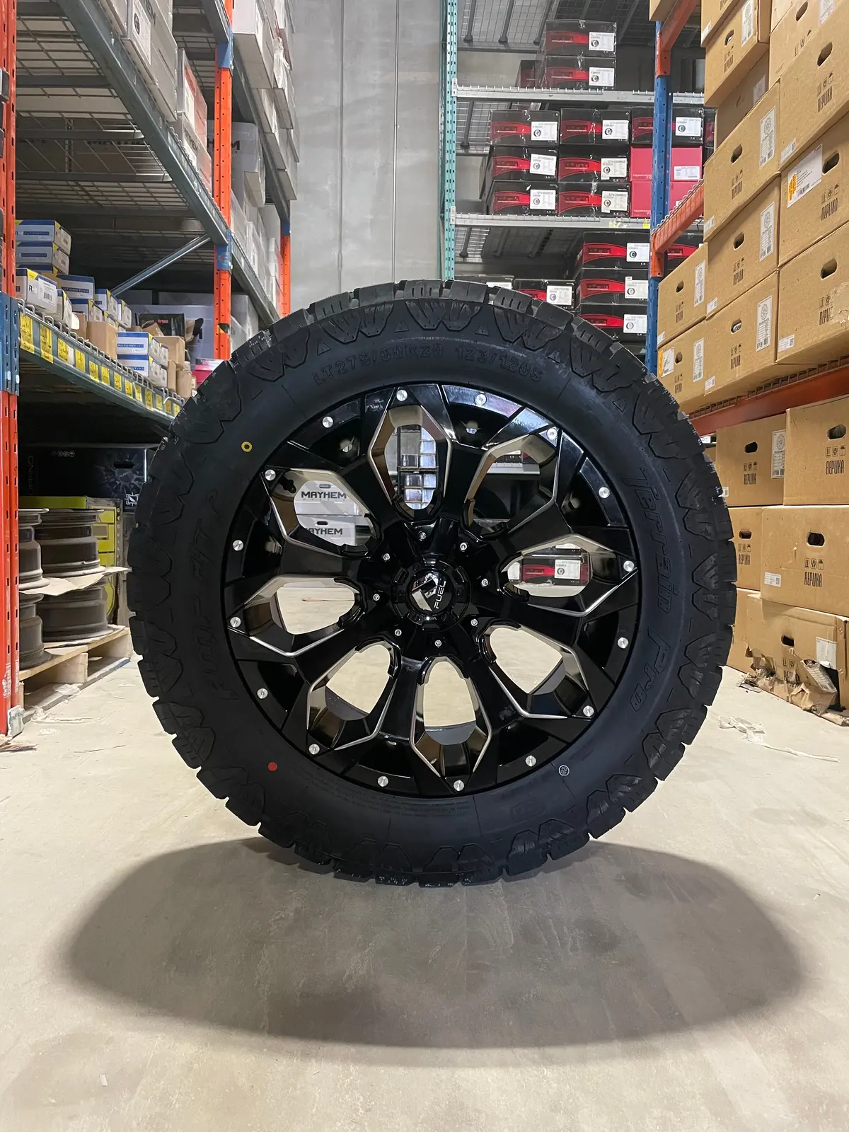 (Set Of Four) Fuel Assault 20X9 5X150/5X139.7 +1 Blk/Mil | 275/60R20 Amp Terrain Pro 1