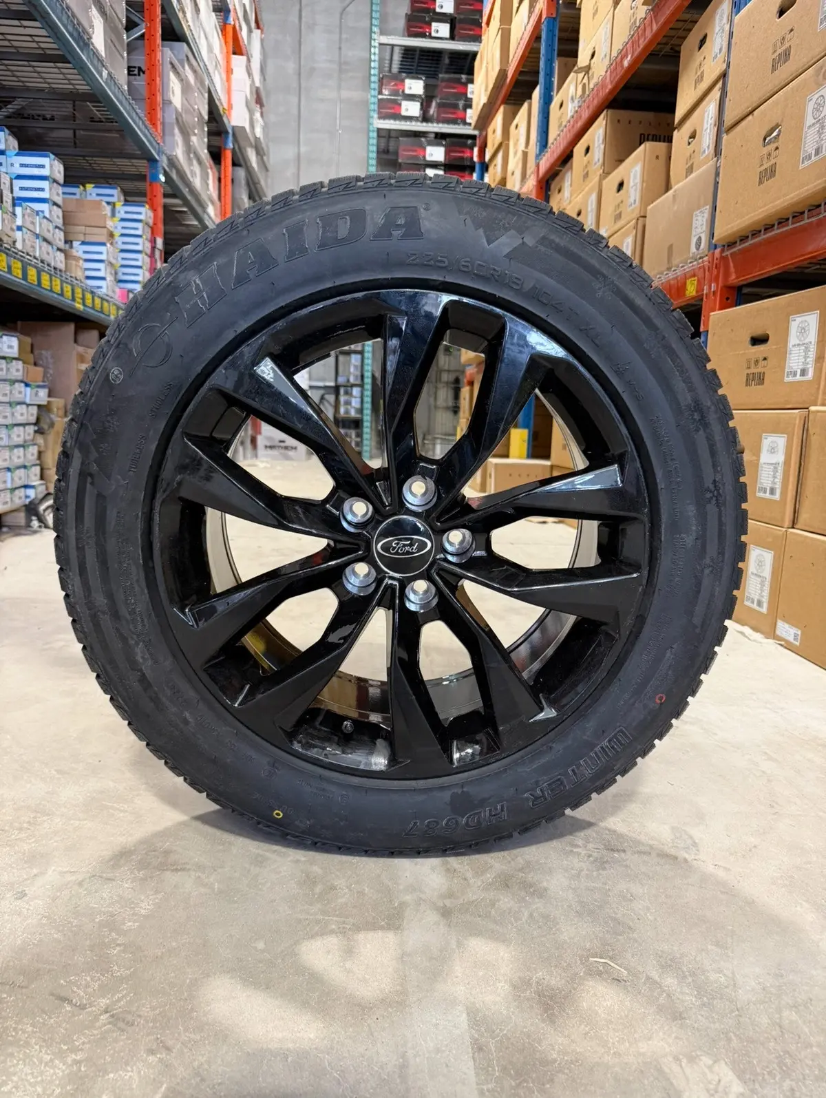 (Set Of Four) Art Ford Oem 18X8 5X108 +45 Gloss Blk | 225/60R18 Haida Ultra-Grip Winter Hd687 ( Ford Escape / Bronco Sport And More! ) 1