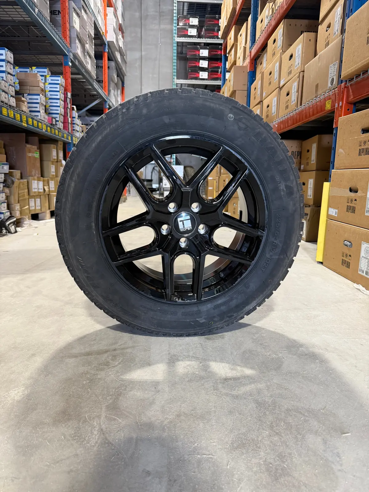 (Set Of Four) Touren Tr79 17X8 5X114.3 +35 Gloss Blk | 225/65R17 Haida Hd617 Winter 1