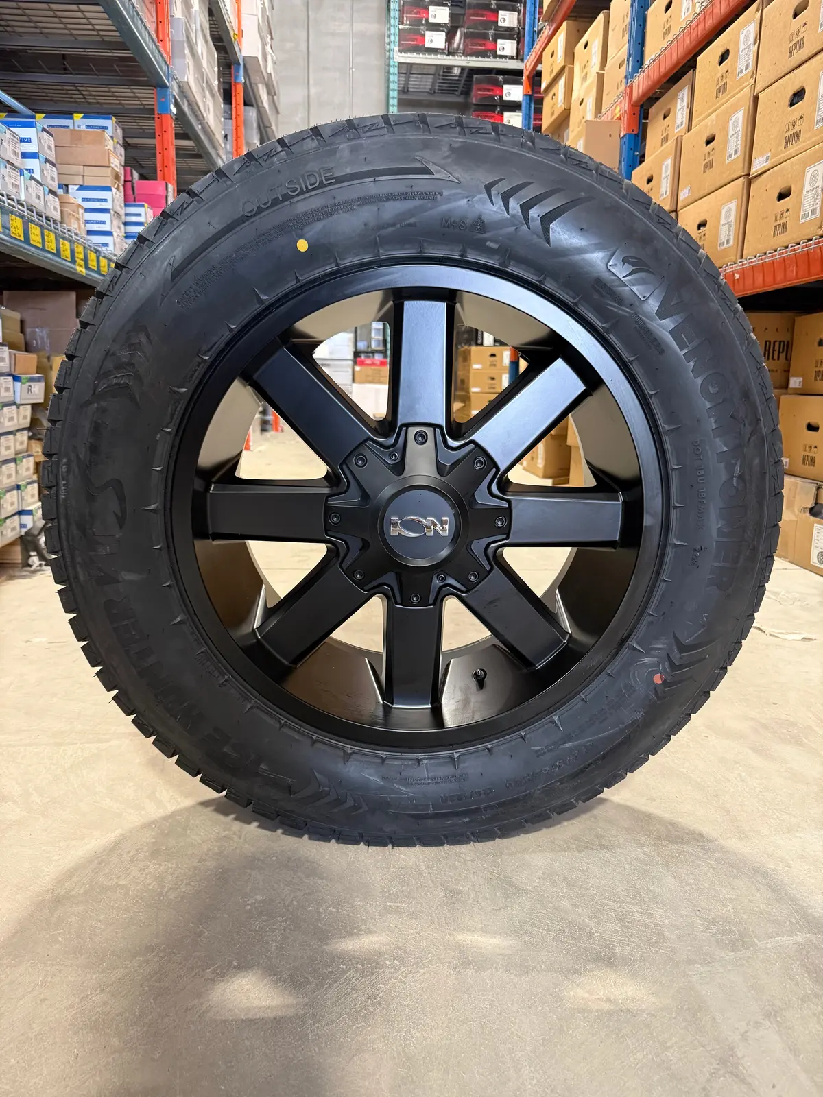 (Set Of Four) Ion 141 20X9 8X165.1 +18 Satin Blk | Lt275/65R20 Venom Ice Hunter 3Pms - Winter Clearance 1