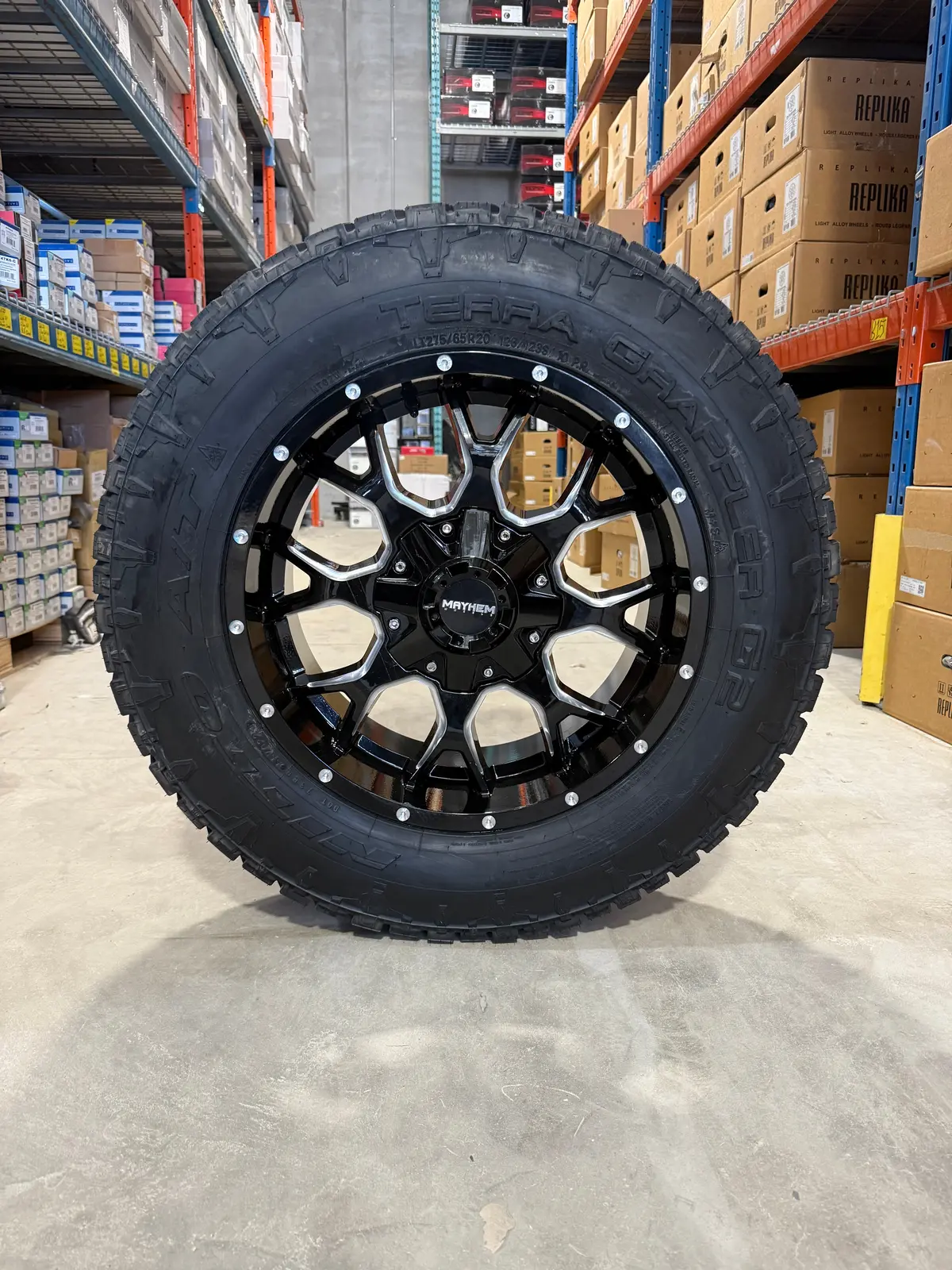 (Set Of Four) Mayhem Warrior 20X9 8X165.1 +18 Blk Milled | Lt275/65R20 Nitto Terra Grappler At G2 3Pms 1