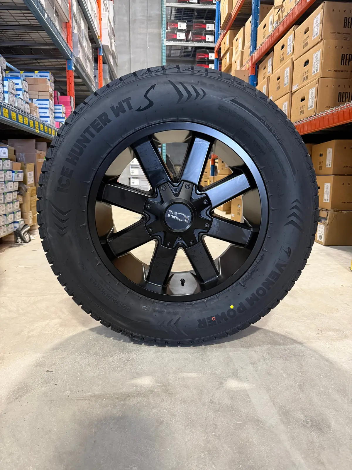 (Set Of Four) Ion 141 20X9 8X165.1 +18 Satin Blk | 35/12.50R20lt Venom Ice Hunter 3Pms - Winter ( Clearance ) 1
