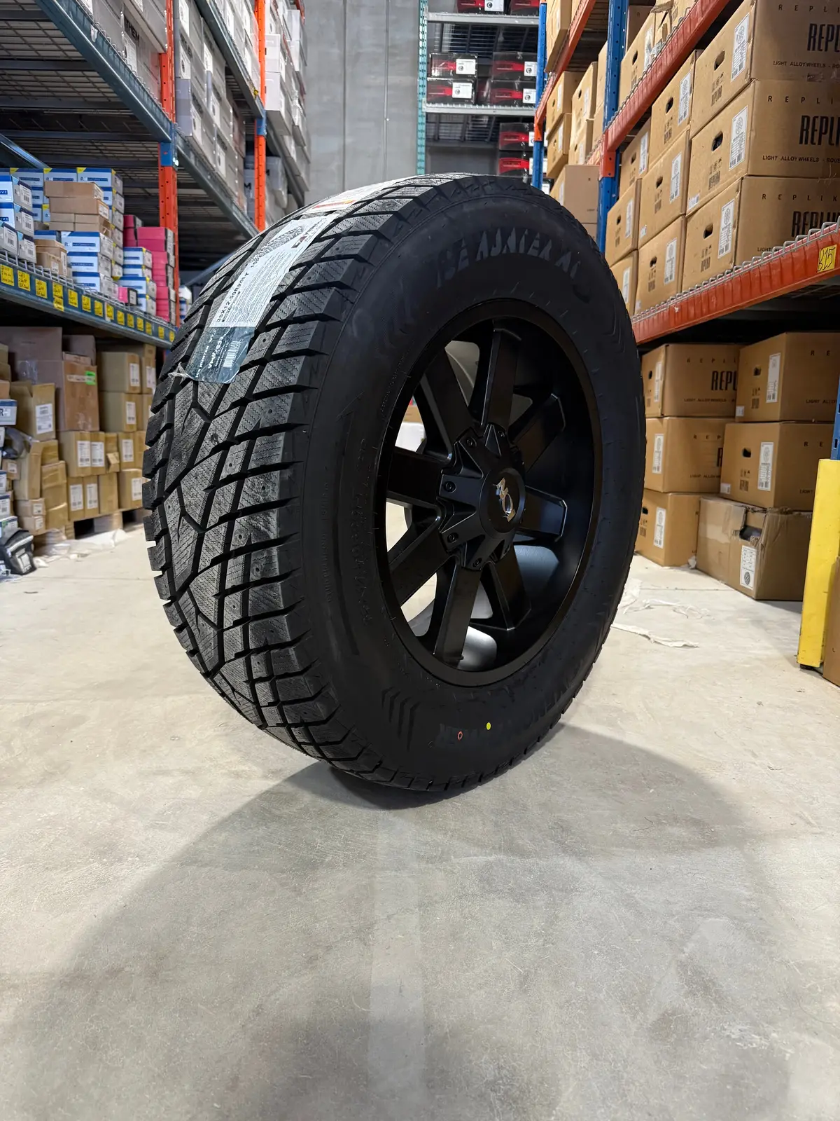 (Set Of Four) Ion 141 20X9 8X165.1 +18 Satin Blk | 35/12.50R20lt Venom Ice Hunter 3Pms - Winter ( Clearance ) 2