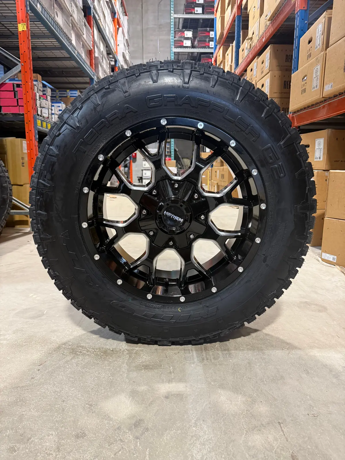 (Set Of Four) Mayhem Warrior 20X9 8X170 +18 Blk Milled | Lt275/65R20 Nitto Terra Grappler G2 3Pms 1