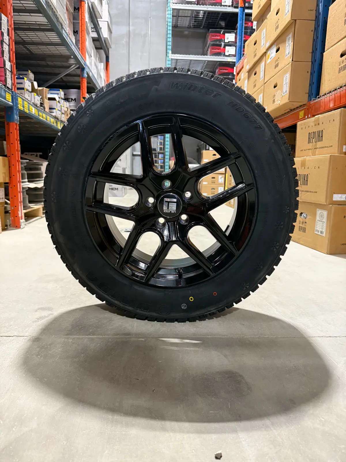 (Set Of Four) Touren Tr79 17X8 5X114.3 +35 Gloss Blk | 225/65R17 Haida Hd677 Winter 1