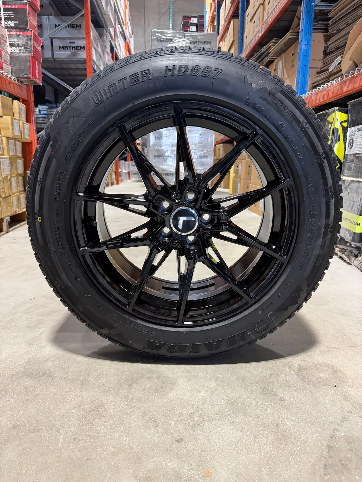 (Set Of Four) Kraze Evolve 18X8.5 5X108 +35 Gloss Blk | 225/60R18 Haida 687 Ultra-Grip Winter Tires (Ford Escape, Ford Bronco Sport ,Ford Edge, Lincoln Mkz And More!) 1