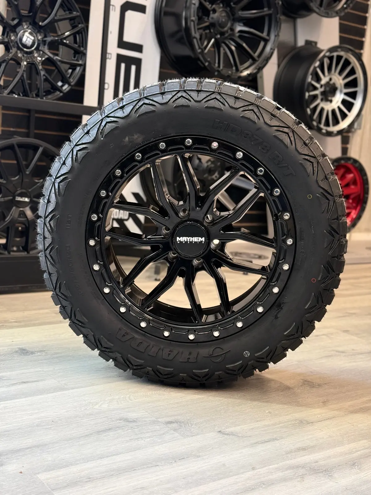 (Set Of Four) Mayhem Vector 8310 20X9 +18 6X139.7 Gloss Black 106.1Mm | 275/60R20 Haida 878 R/T Tires 1