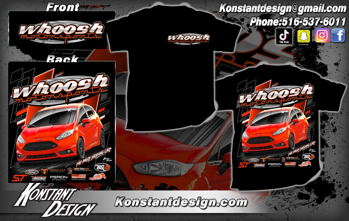 Whoosh Motorsports Race Day T-Shirt *Free Shipping*  2014-2019 Fiesta St 1