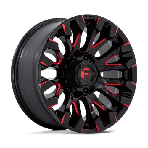 Fuel Quake 20X10 -18 6X139.7 106 Gloss Black Milled Red Tint 1