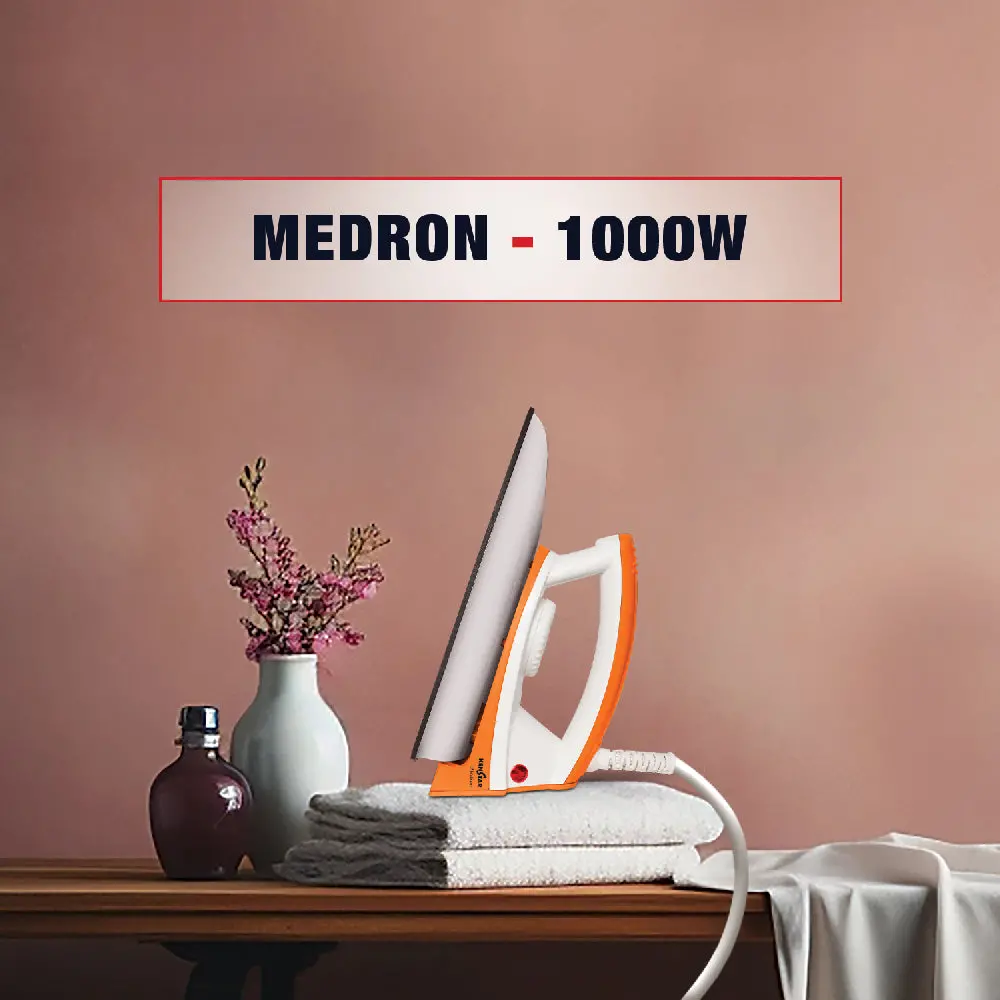 Medron 1000W Dry Iron, With Adjustable Temperature Control Knob 1