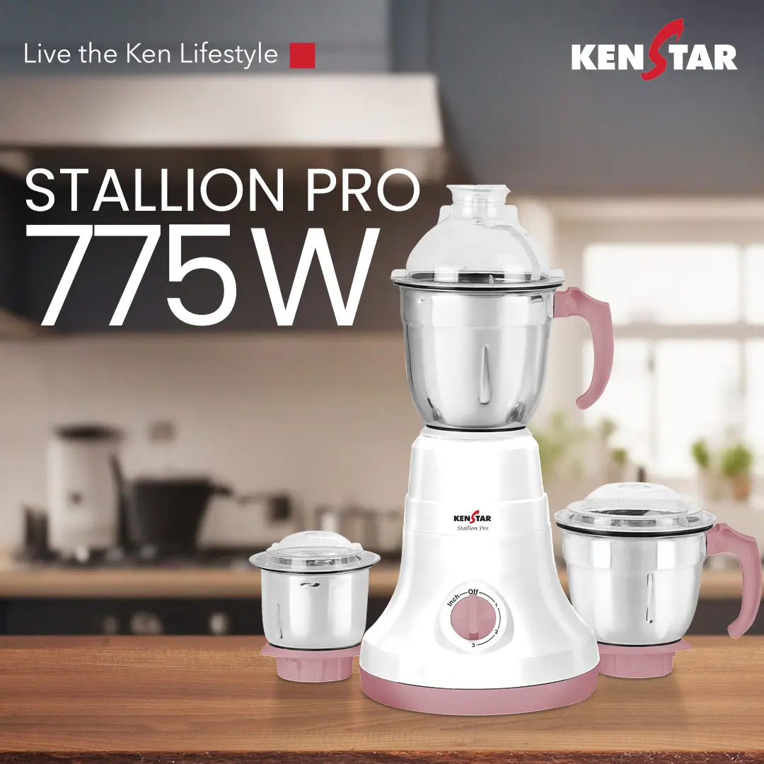 Stallion Pro Mixer Grinder,775W Copper Motor, 3 Jars 1