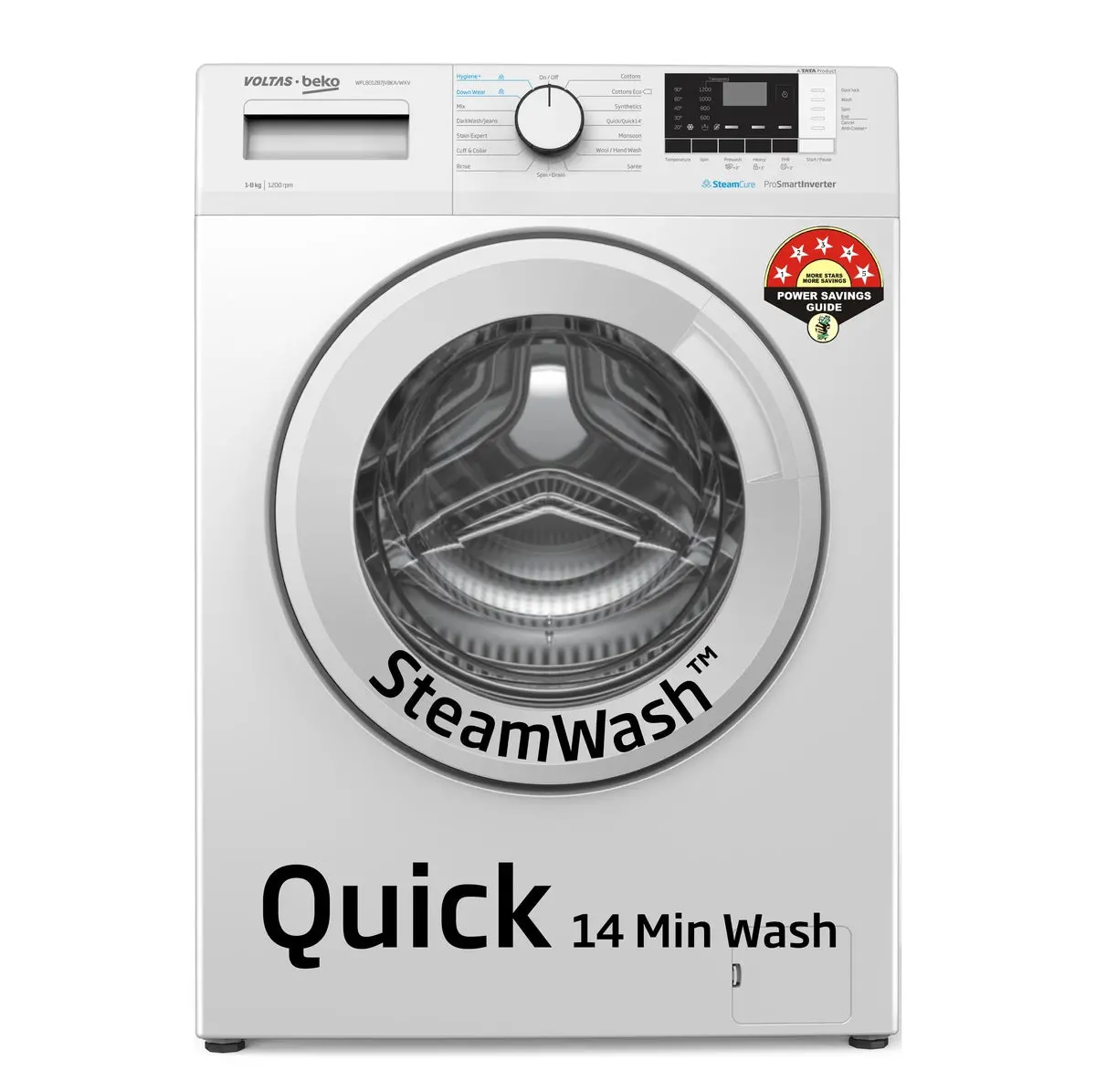 8 Kg 5 Star Fully Automatic Front Load Washing Machine (Wfl8012b7jvbka/Wxv, White) , Voltas Beko, A Tata Product 1