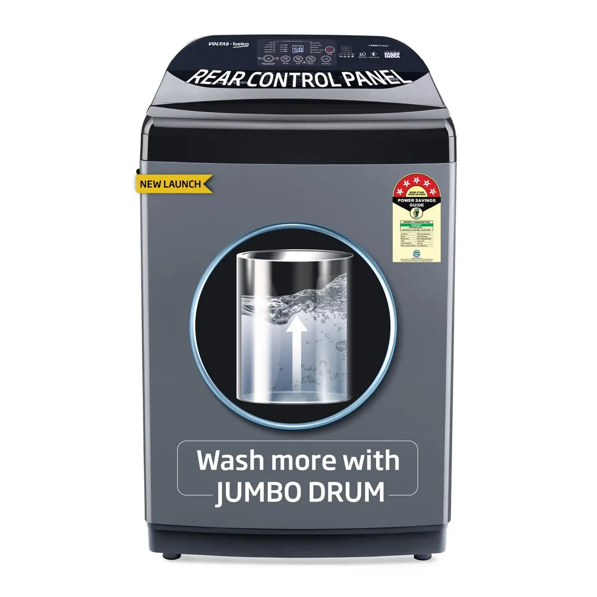 11 Kg 5 Star Fully-Automatic Top Loading Washing Machine (Wtl1106uea / Obs1060, Grey, Double Waterfall Technology) , Voltas Beko, A Tata Product 1