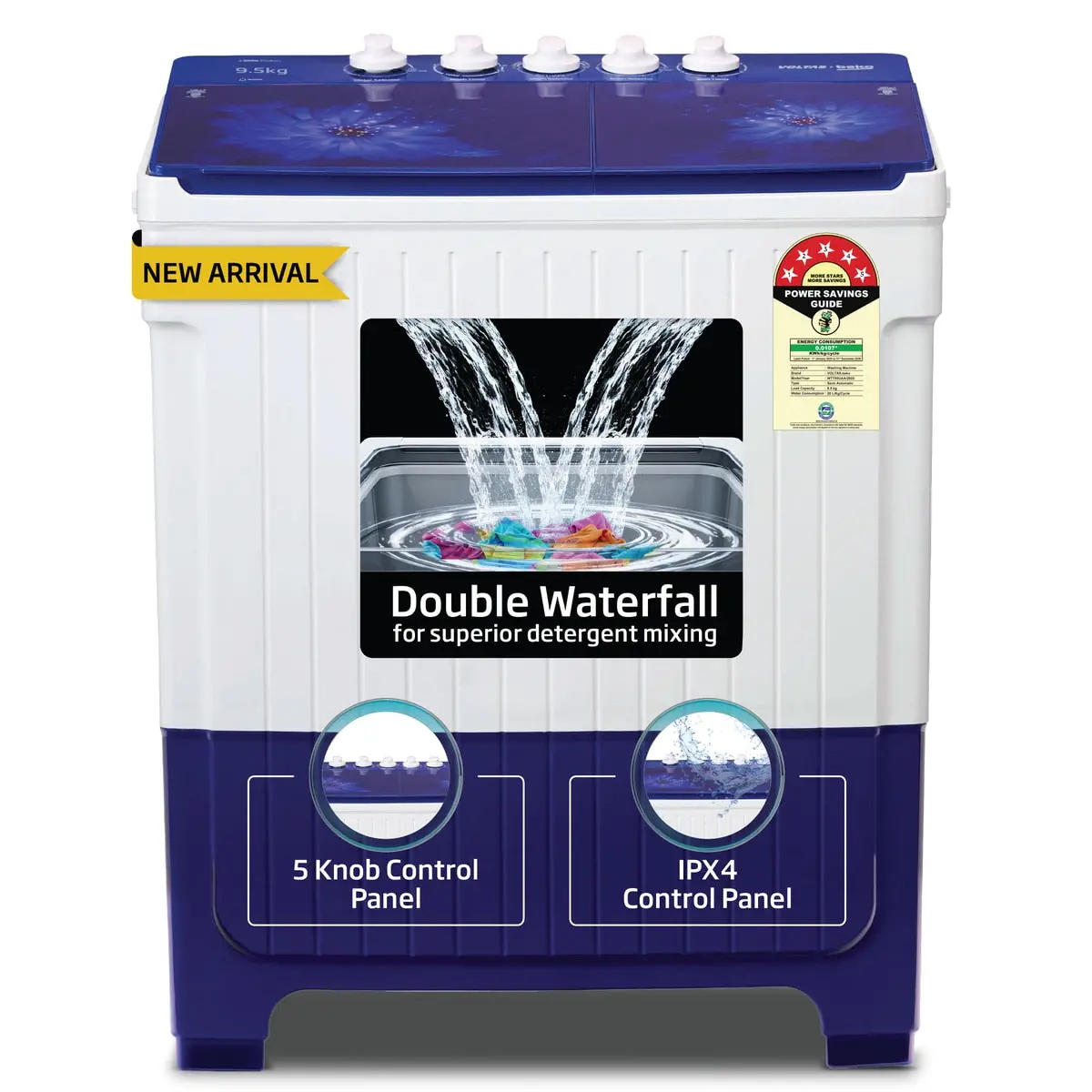 9.5 Kg Semi Automatic Washing Machine ( Wtt95uaa ,Blue) , Voltas Beko, A Tata Product 1
