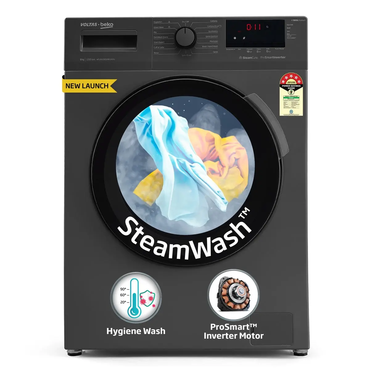 7 Kg 5 Star Inverter Quick Wash Fully-Automatic Front Loading Washing Machine (Wfl7012b7jvbka/Axv, Anthracite, In Buit Heater/Hygiene Steam) , Voltas Beko, A Tata Product 1
