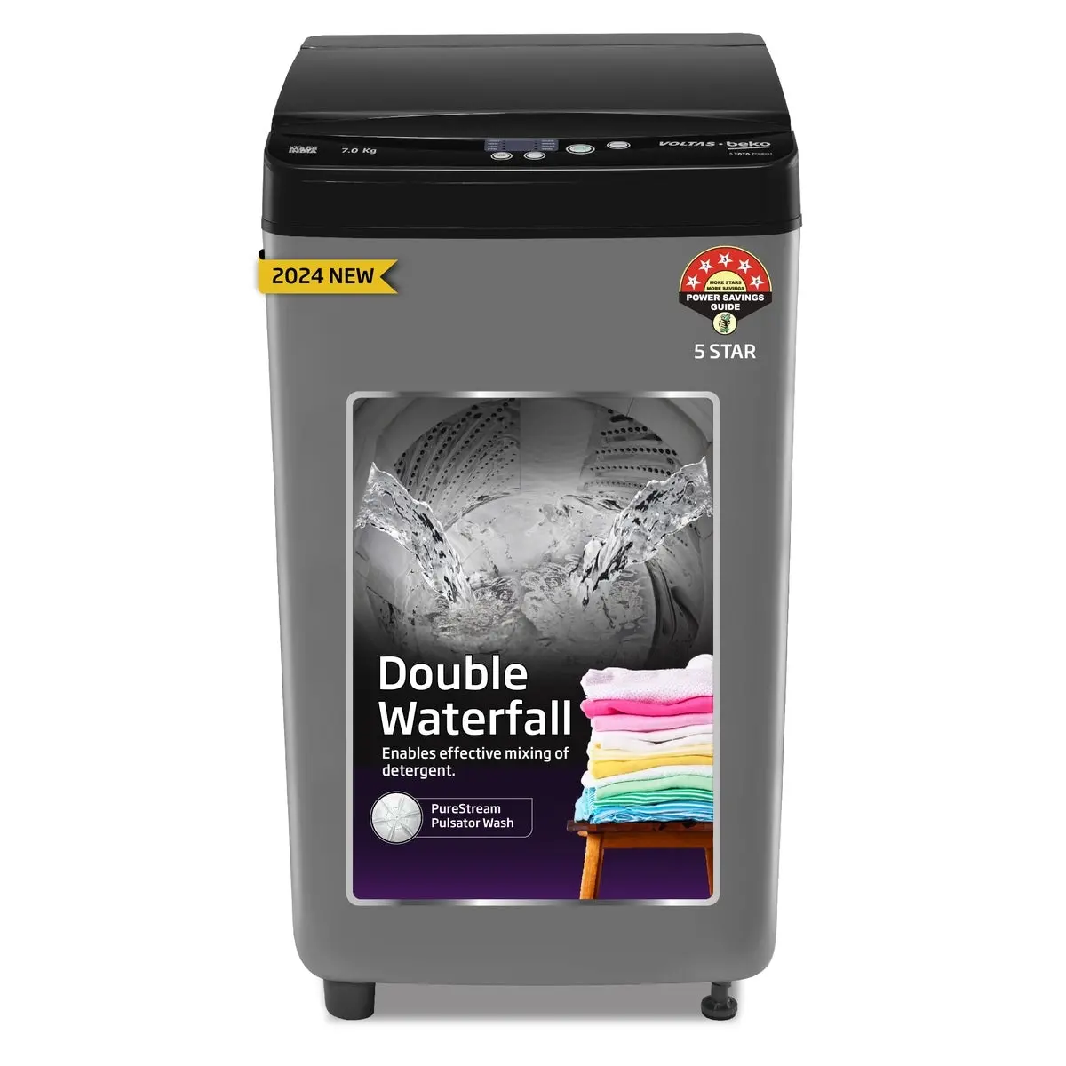 7 Kg 5-Star Fully Automatic Top Load Washing Machine (Wtl7004uea/Obs1p10, Grey) , Voltas Beko, A Tata Product 1