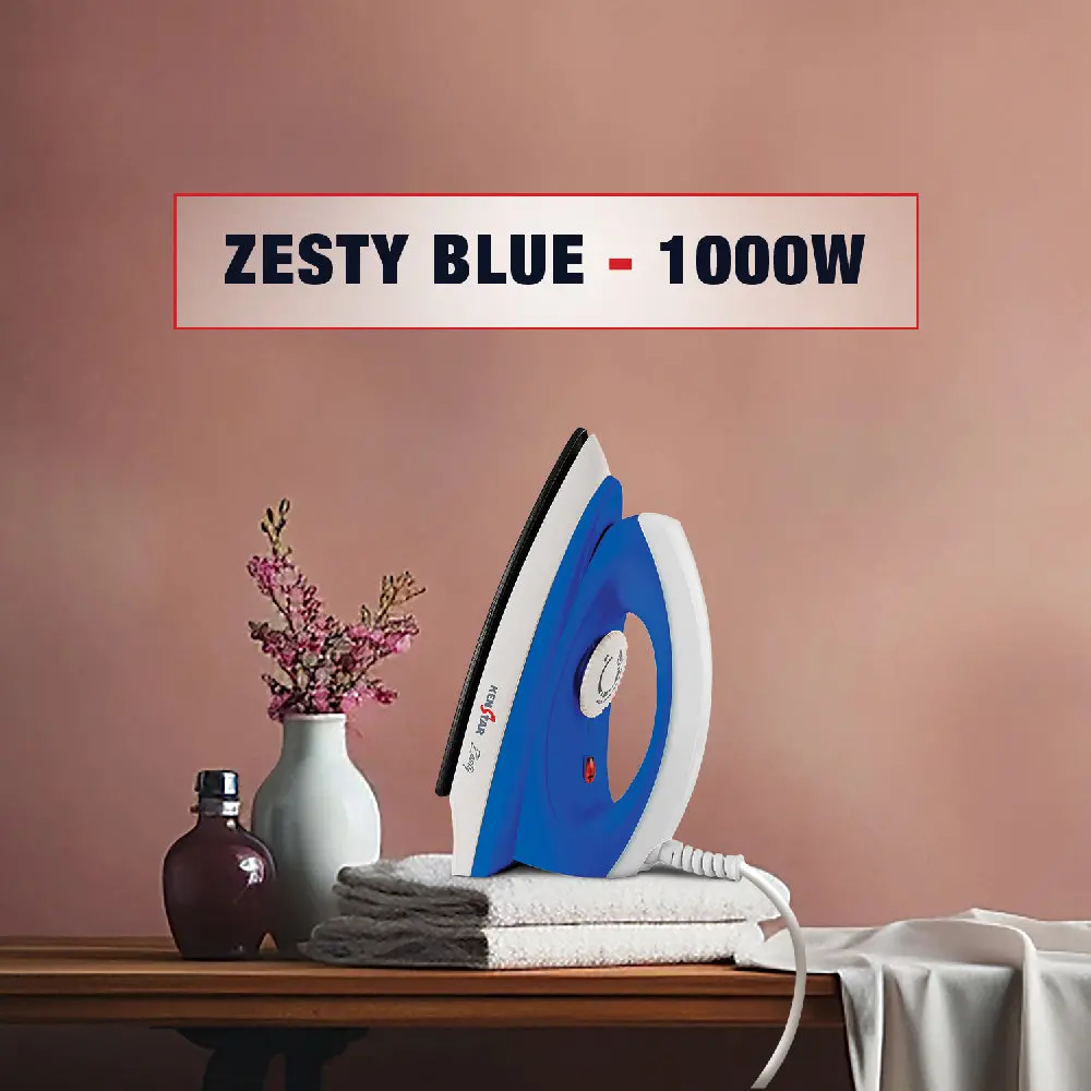 Zesty Blue 1000W Dry Iron, With Adjustable Temperature Control Knob 1