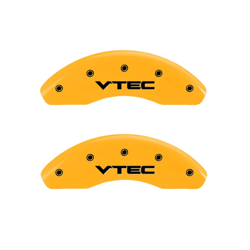 Mgp Engraved 4-Piece Caliper Cover Set — Front & Rear — Vtec Yellow On Black Finish For 1998 Honda Prelude 1