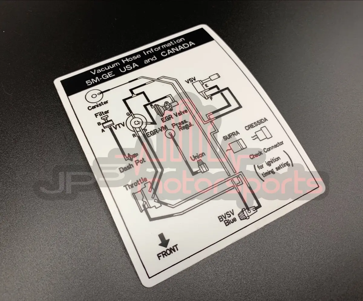 Toyota Celica Supra Mkii Reproduction Decal (Vacuum Hose Diagram) 1