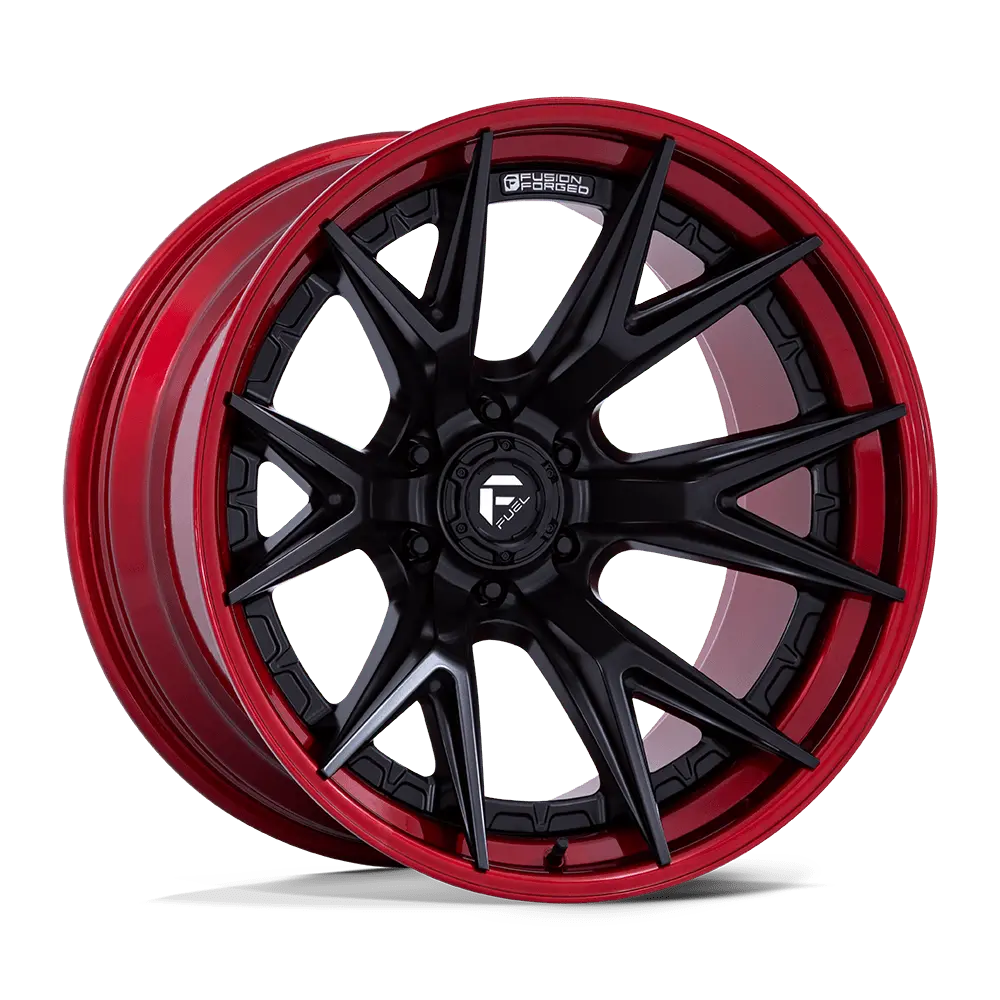 Fuel Fusion Forged Catalyst 20X9 +1 6X139.7 106 Matte Black W/ Candy Red Lip (Text For Clearance Pricing) 1