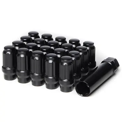 Lug Nuts -Black Closed - 14X1.5 - 24 Pack Extended Thread 1