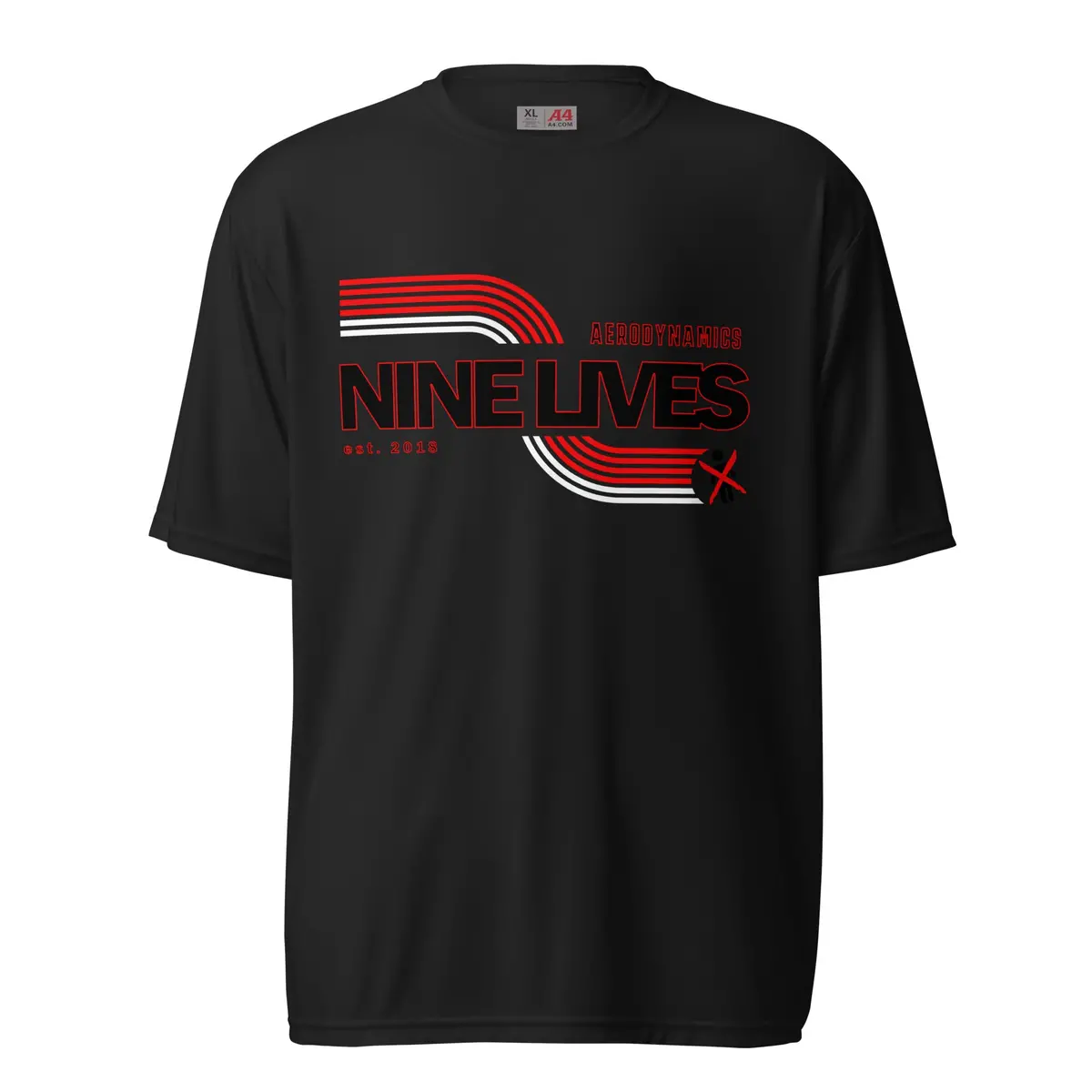Nine Lives Racing Swoosh Unisex Performance Crew Neck T-Shirt 1