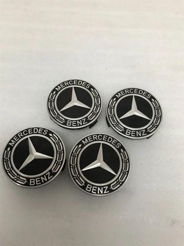 Mercedes Benz Set Of Black Center Caps 4  A 171 400 00 25 ( 75 Mm) 1