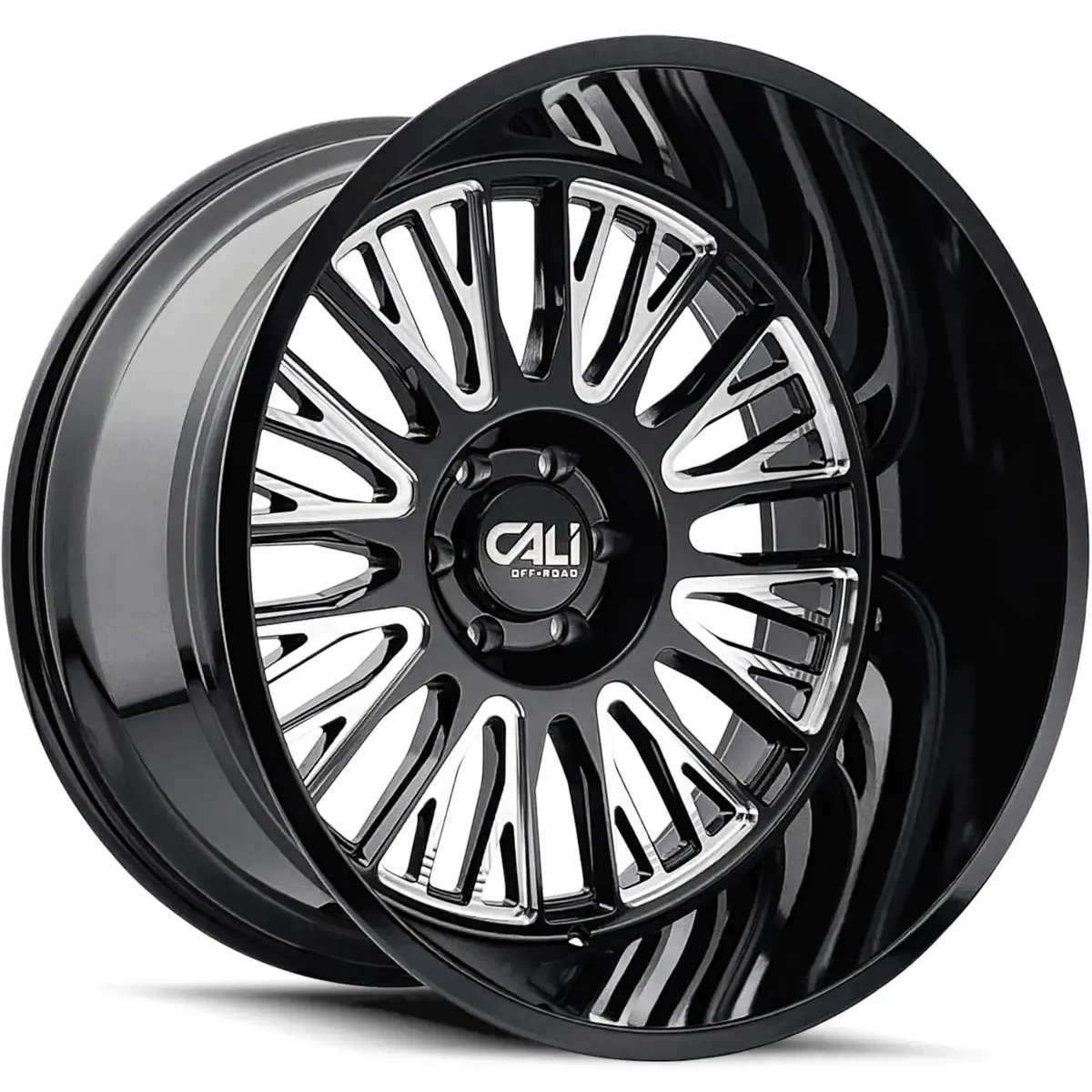 Cali Vertex Gloss Black Milled Spokes | 20X10 -25 6X139.7 1