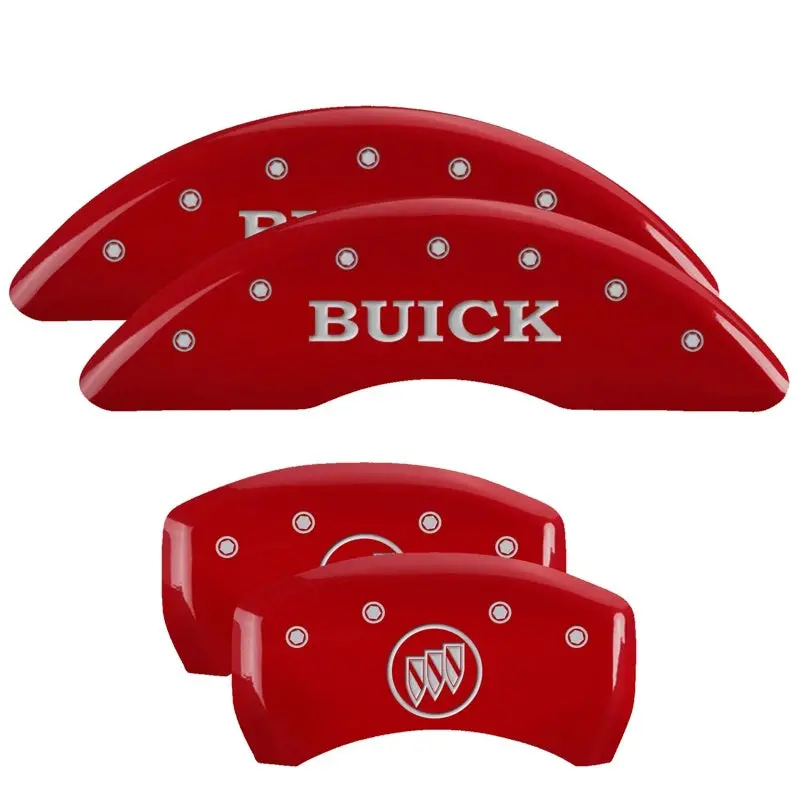 Mgp Engraved Caliper Covers – Front (Buick Enclave) And Rear (2019 Enclave), Red Finish With Silver Detailing 1