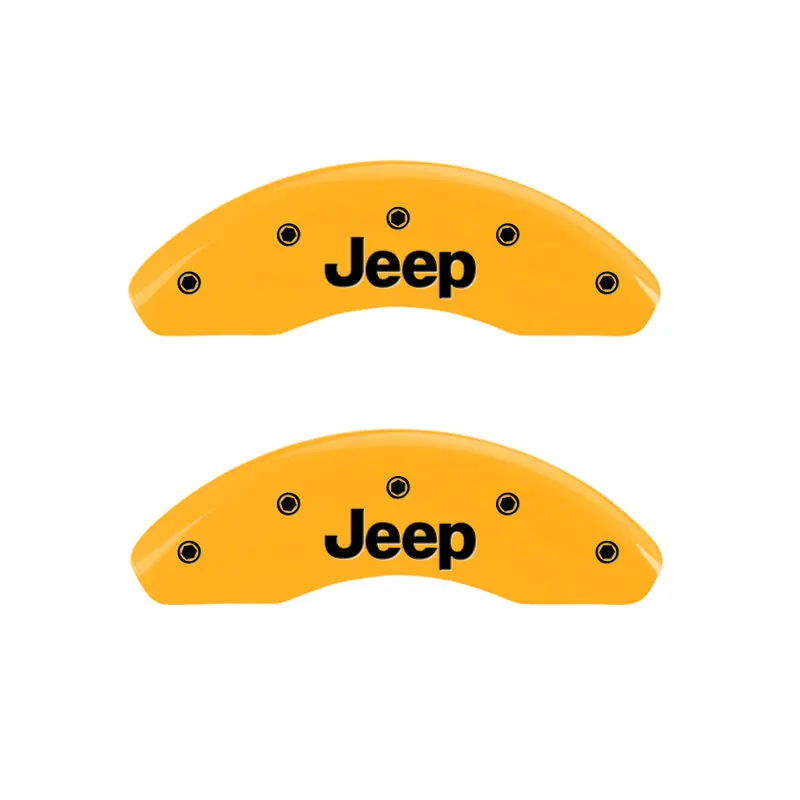 Mgp Engraved Brake Caliper Covers – Front & Rear, Jeep-Specific, Yellow Finish With Black Lettering 1
