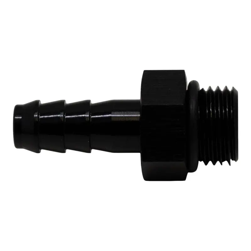 Deatschwerks 6An Orb Male To 5/16-Inch Male Triple Barb Fitting — Anodized Matte Black (Includes O-Ring) 1
