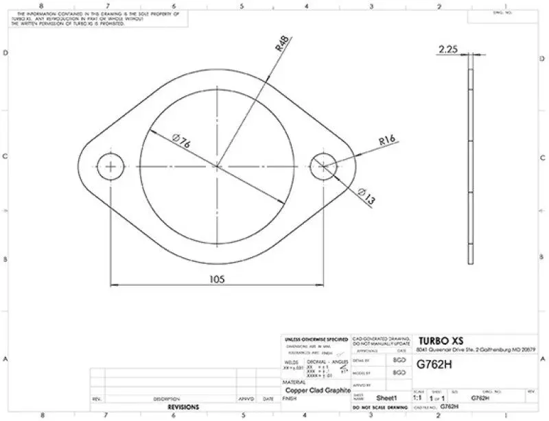 Turbo Xs High-Temperature Exhaust Gasket – 76Mm (3-Inch) Id, Two-Bolt Design 1