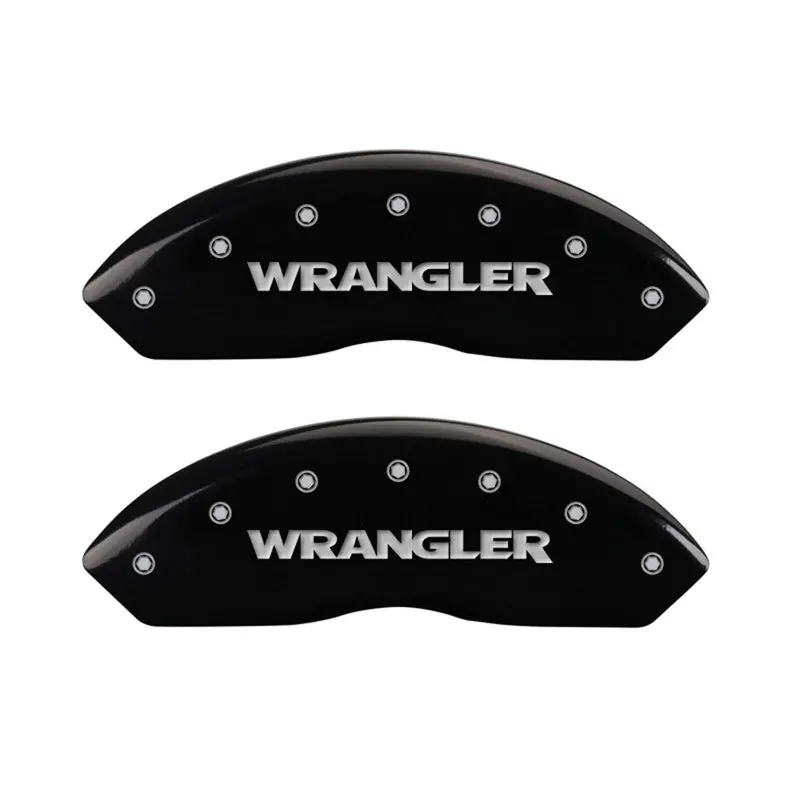 Mgp Engraved Front Caliper Covers — Black Finish With Silver Accent, For Jeep Wrangler 1