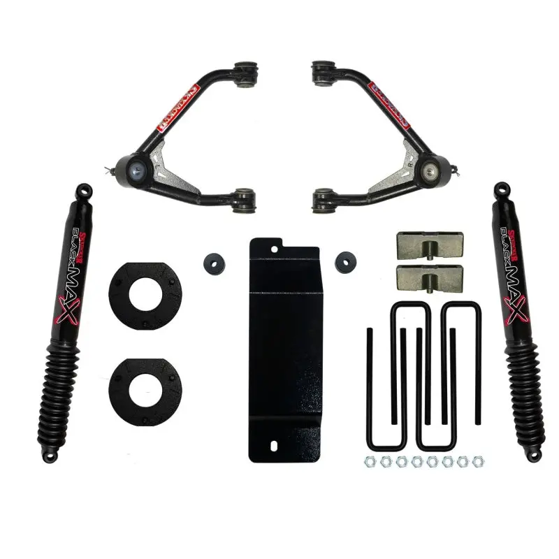 Skyjacker Upper Control Arm Lift Kit (3.5–4") With Black Max B8500 Rear Shocks For 2014–2016 Gm 1500 4Wd 1