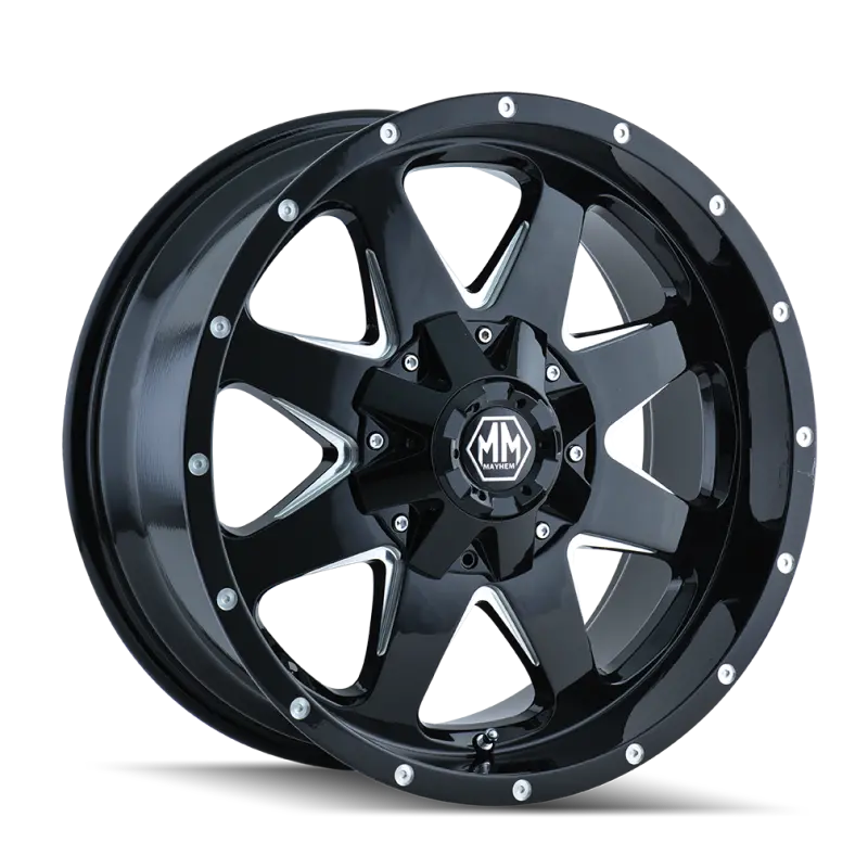 Mayhem 8040 Forged Aluminum Wheel — 18X9 Inch, 5X150 Bolt Pattern, +18Mm Offset, 110Mm Hub Bore, Black With Machined Spokes 1