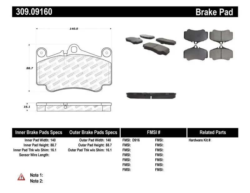 Stoptech High-Performance Street Brake Pads — Direct Oe Replacement 1