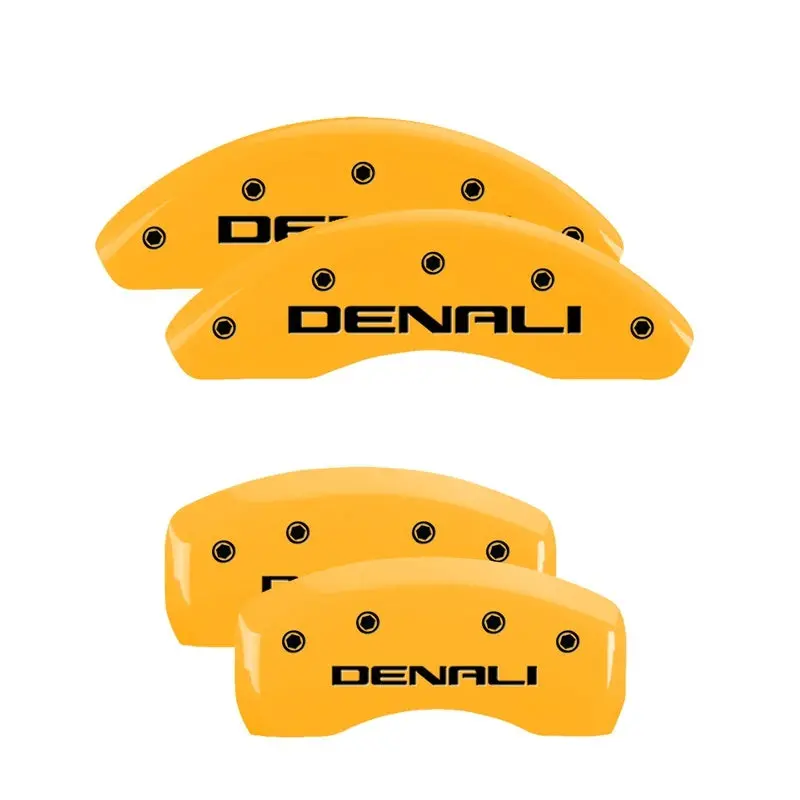 Mgp Engraved 4-Piston Caliper Covers – Front And Rear, Denali Yellow Finish With Black Chrome Detailing For 2018 Gmc Terrain 1
