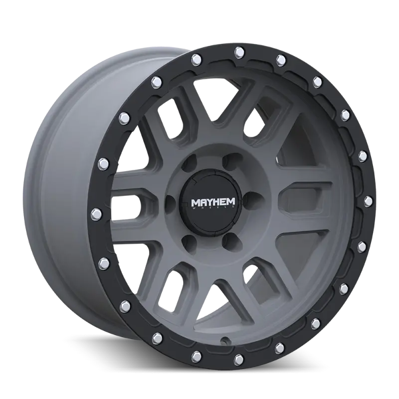 Mayhem Delta 17X9 Matte Gunmetal Wheel — 5X127 Bolt Pattern, -12Mm Offset, 78.1Mm Hub Bore, Matte Black Lip 1