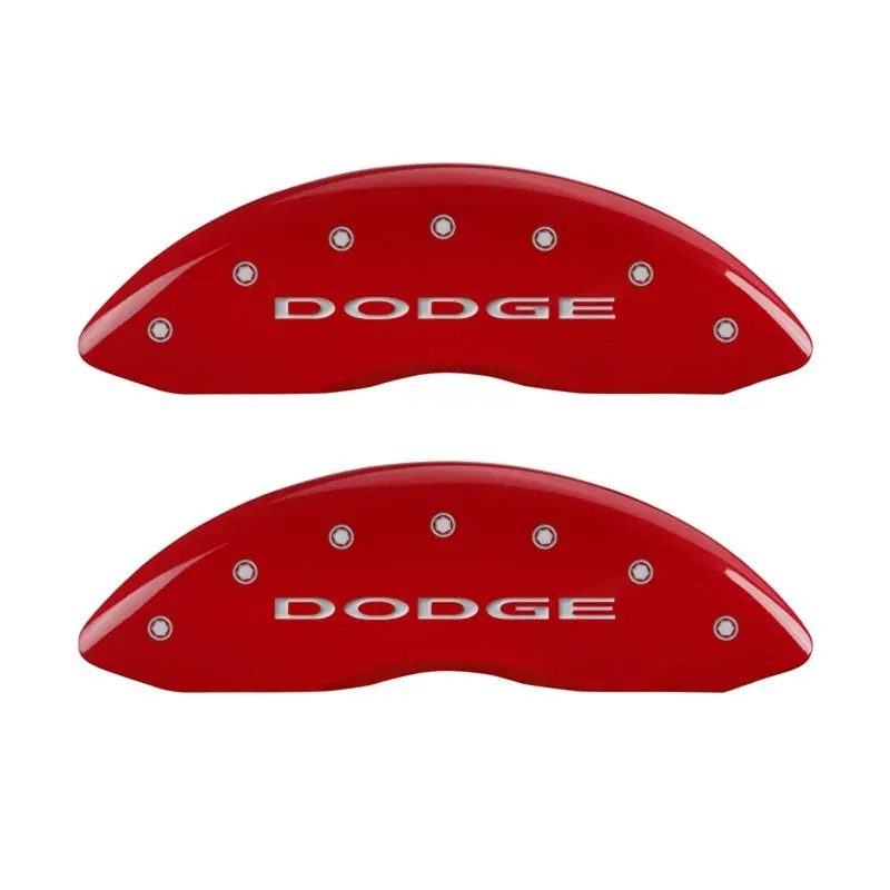 Mgp Engraved Front Caliper Covers — Dodge Red Finish With Silver Accents, No Stripes 1