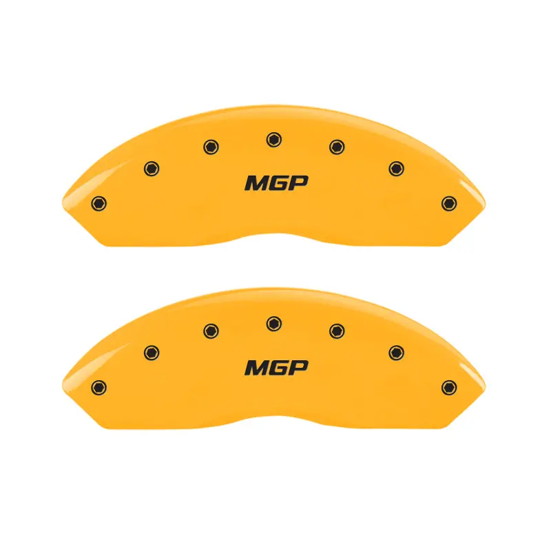 Mgp Engraved 4-Piston Caliper Covers – Front & Rear, Yellow Finish With Black Accent 1