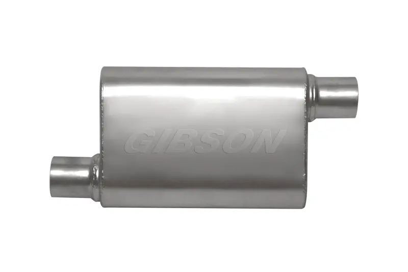 Gibson Superflow Cft Offset Oval Muffler – 4" X 9" X 13", 2.25" Inlet/Outlet, Stainless Steel 1