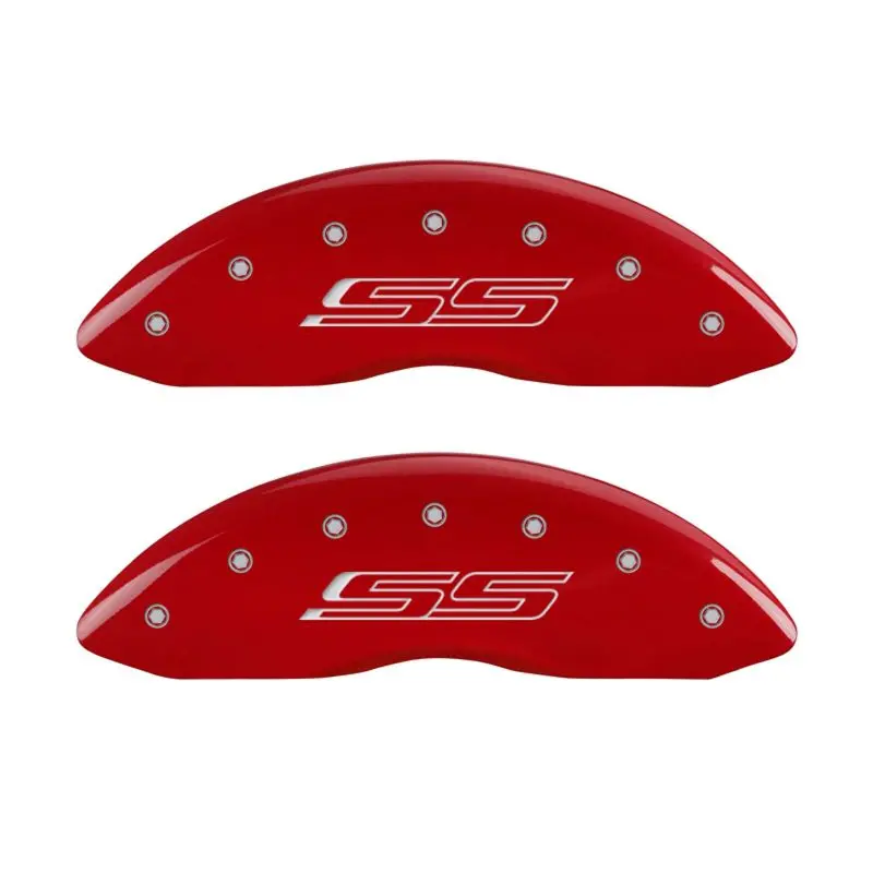 Mgp 4 Caliper Covers Engraved Front & Rear Gen 5/Ss Red Finish Silver Ch 1