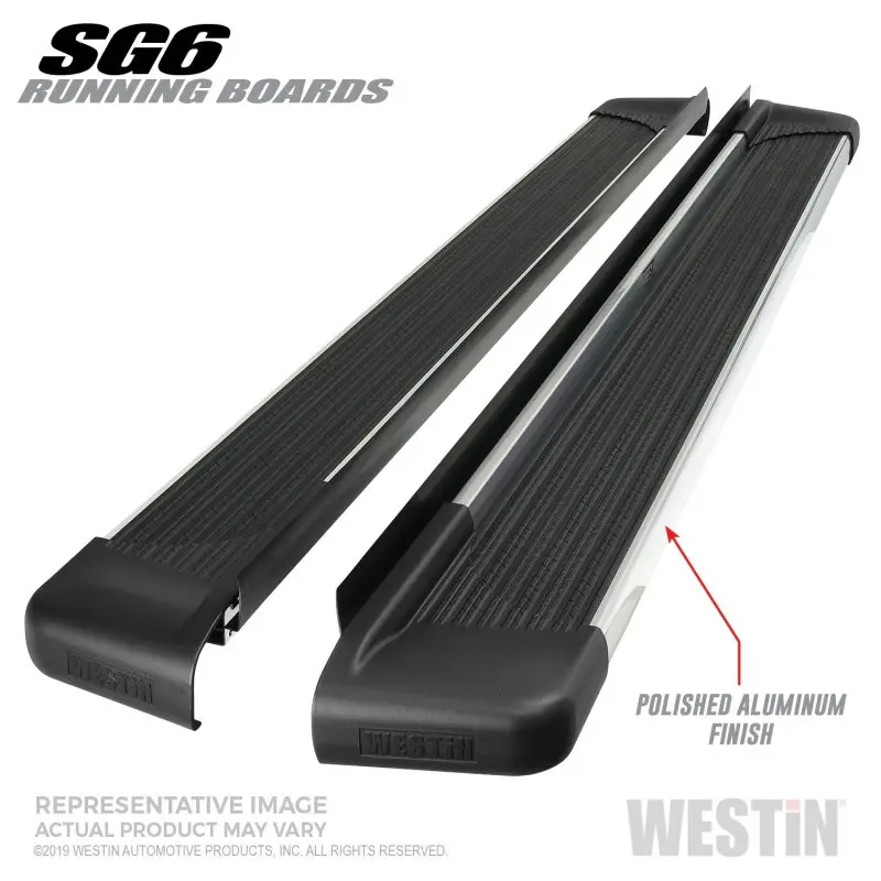 Westin Polished Aluminum Running Boards – 68.4-Inch Length, Sg6 Series, Mirror-Finish Surface 1