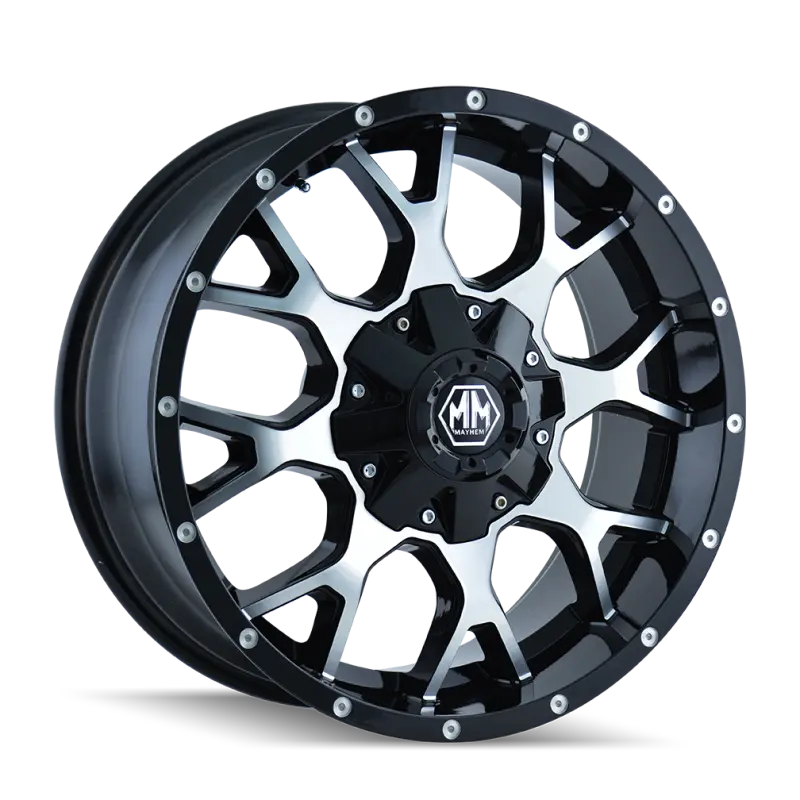 Mayhem 8015 Warrior Alloy Wheel – 20X10 Inches, 5X127 Bolt Pattern, -25Mm Offset, 87Mm Hub Bore, Black/Machined Face 1