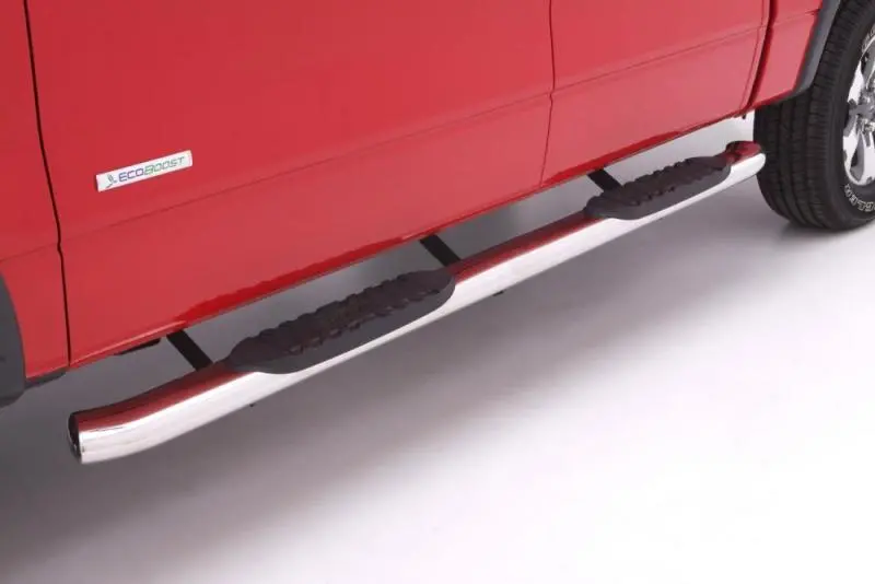 Lund 5-Inch Curved Oval Stainless Steel Nerf Bars For 2007–2017 Chevrolet Silverado 1500 Crew Cab 1