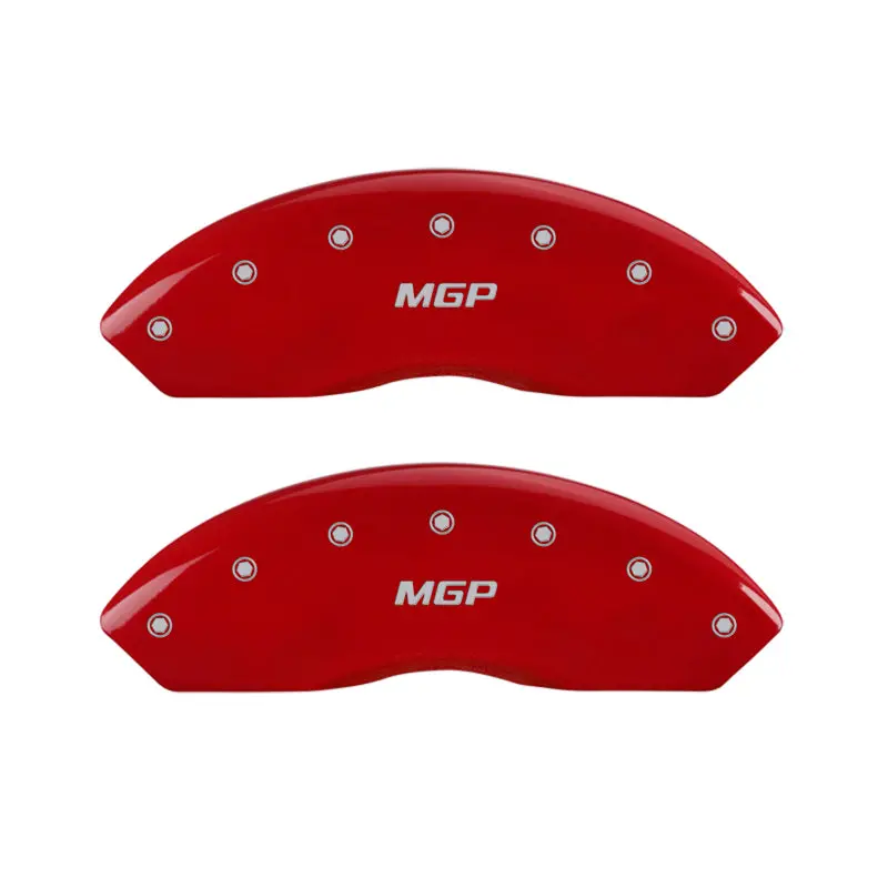 Mgp Engraved Caliper Covers – Front And Rear Set, Red Finish With Silver Chrome Accents 1