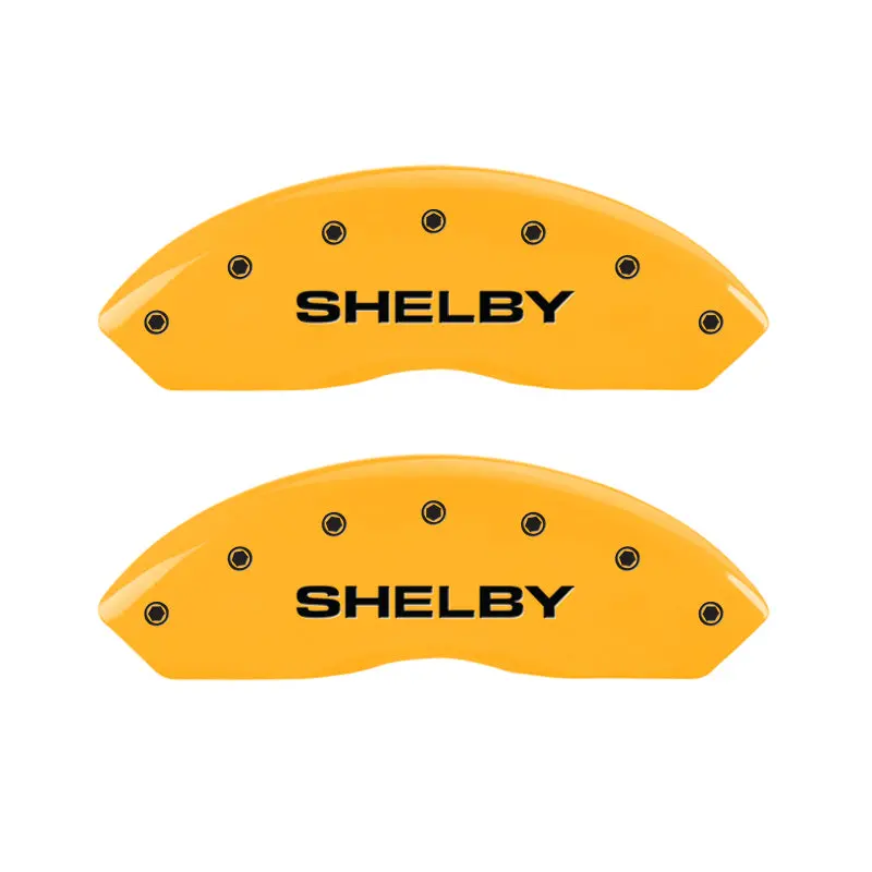 Mgp Shelby-Themed Caliper Covers — Front & Rear, Yellow Finish With Black Snake Graphics For 2007 Ford Mustang 1